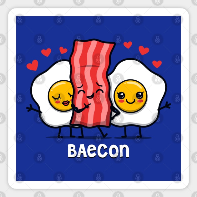 Funny Cute Kawaii Bacon Cassanova Bae BF GF Love Triangle Cartoon for Bacon Lovers Magnet by BoggsNicolas